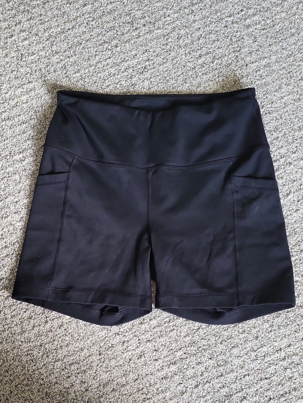 Yogalicious Black High-Waist Workout Shorts with Side Pockets